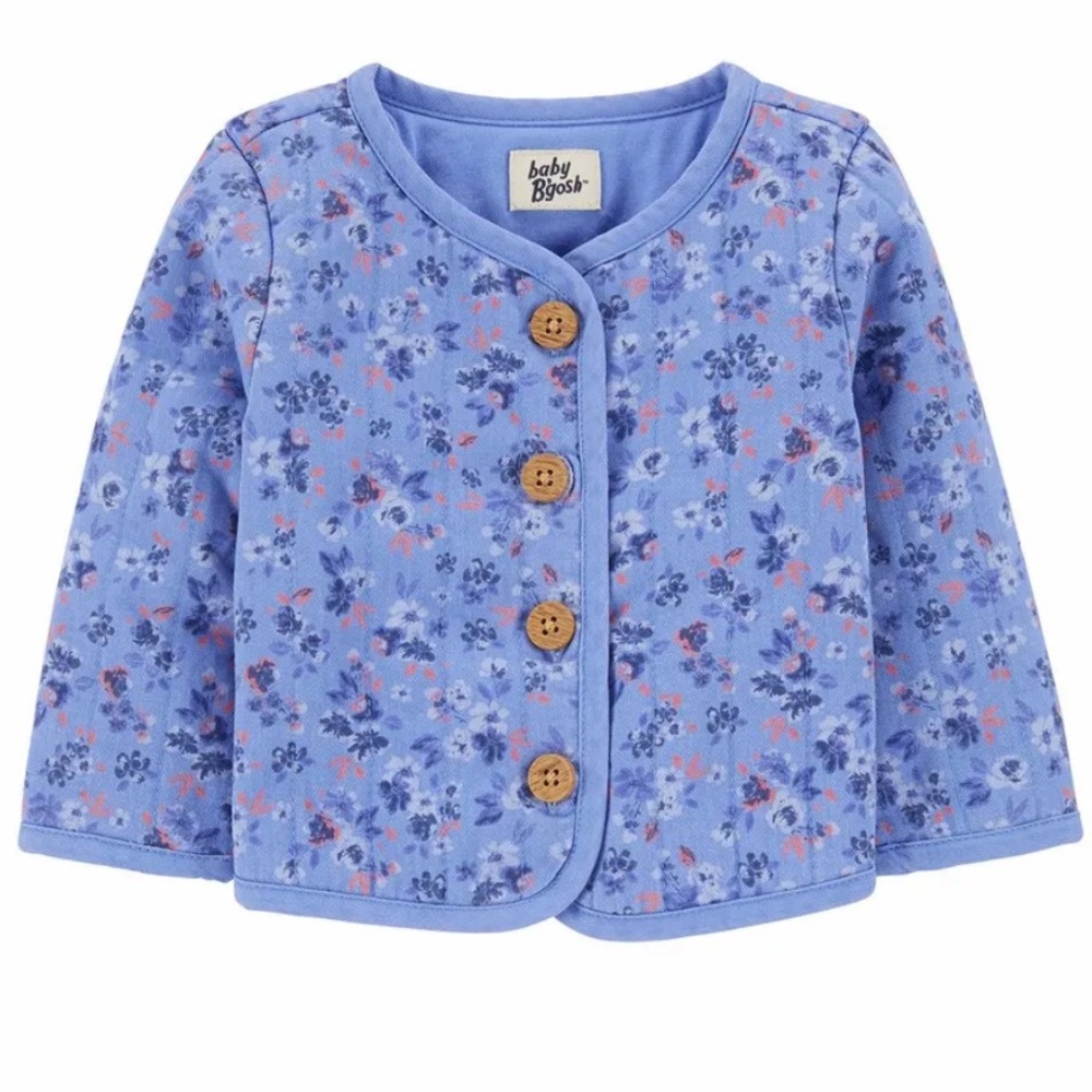 OshKosh B'gosh Quilted Blue Floral Print Jacket Size 6 Months New with Tags